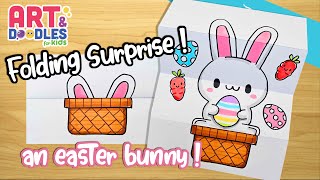 How to draw an EASTER BUNNY  | FOLDING SURPRISE |  Art and doodles for kids