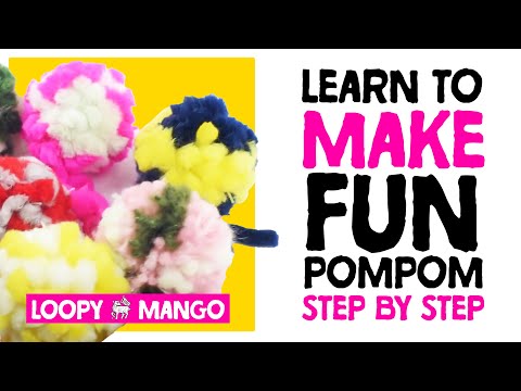 Beginner tutorial for making the perfect multicolor pom poms step by step with multi color yarn!