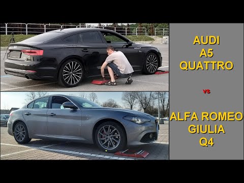 SLIP TEST - Audi A5 Sportback Quattro vs Alfa Romeo Giulia Veloce Q4 - @4x4.tests.on.rollers