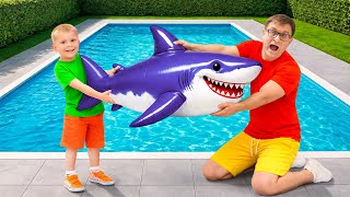 Inflatable Pool Toys Adventure | Learning to Share