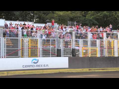 Doping ŻKS Ostrovia podczas meczu w Rybniku- Ostrovia Ostrów