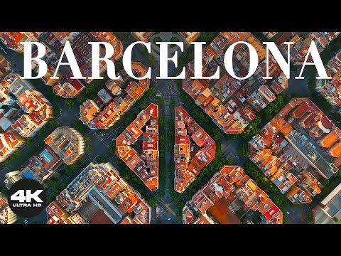 FLYING OVER BARCELONA, SPAIN (4K Video Ultra HD) 1 Hour Ambient Drone Film + Piano Music