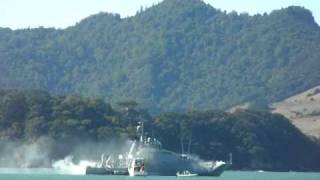 preview picture of video 'Navy Patrol Boat Demonstration, Whitianga NZ, 10 Apr 2010'