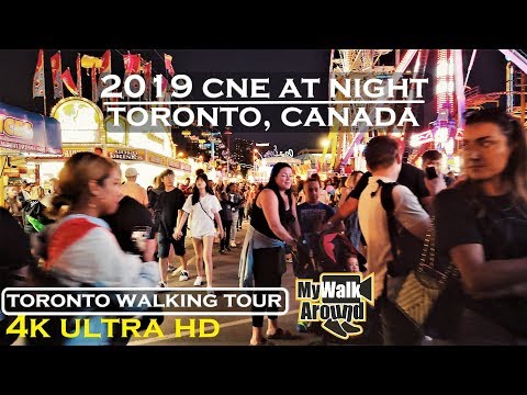 2019 CNE night walk (4k Toronto walking video)