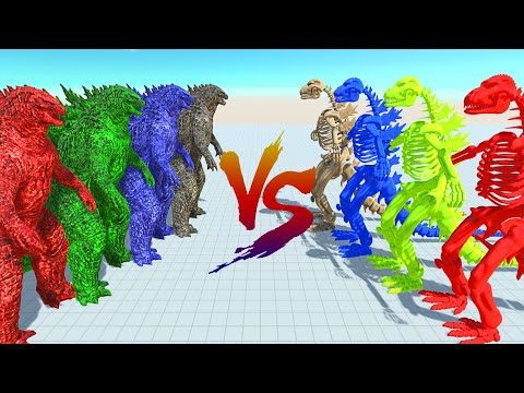 TEAM GODZILLA VS TEAM GODZILLA SKELETON - Animal Revolt Battle Simulator