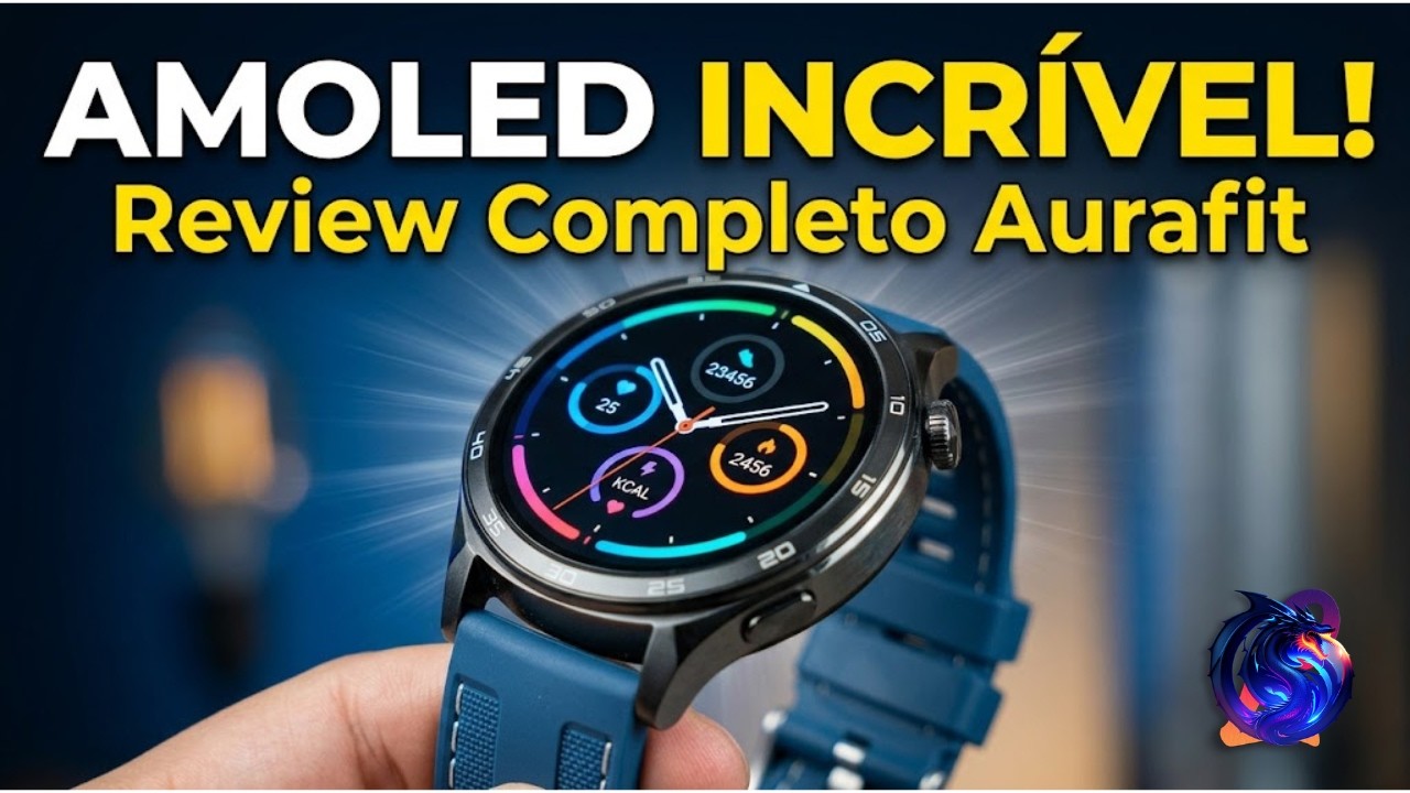 Miniatura da avaliação em vídeo de Smartwatch Aurafit Tela AMOLED 1.43 polegadas