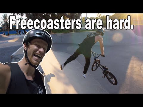 Trying to Ride a BMX Freecoaster!