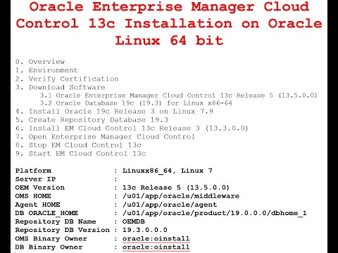 OEM 13c (13.5.0.0) - Oracle Enterprise Manager Cloud Control 13c Installation & Configuration