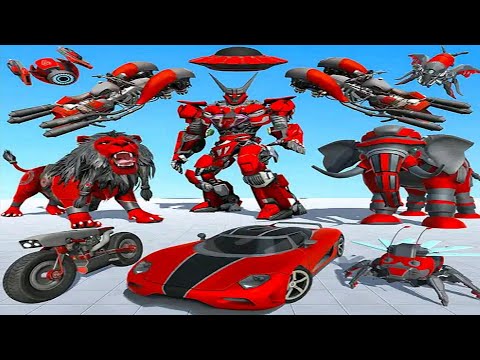 Blue Lion Elephant Robot Battle City: Multiple Transform Robot Games | Android iOS Gameplay