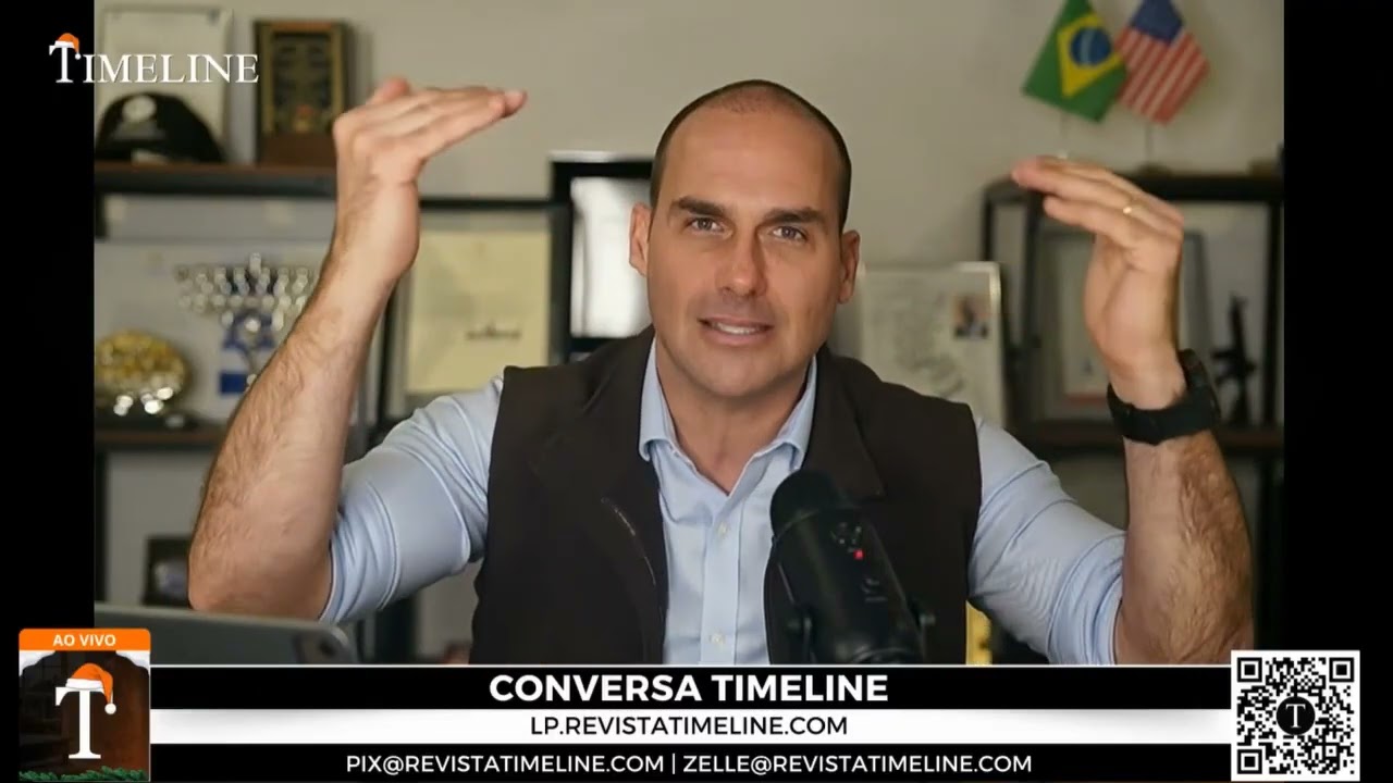 Eduardo Bolsonaro solta o verbo ao vivo na revista TimeLine