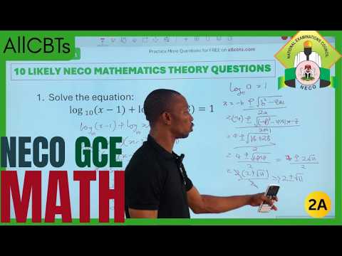 10 Likely NECO GCE 2026 Mathematics Theory Questions