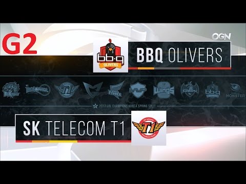 BBQ vs SKT Game 2 Highlights - 2017 LCK SPRING SPLIT