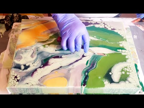 Puddle Pour Pearl Cells | Acrylic Pour Painting | Cloud Effects