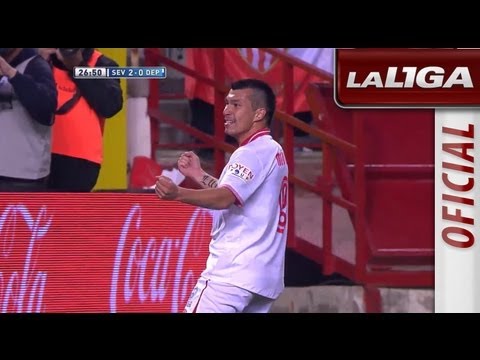 Gol de Medel (2-0) en el Sevilla FC - Deportivo de la Coruña - HD
