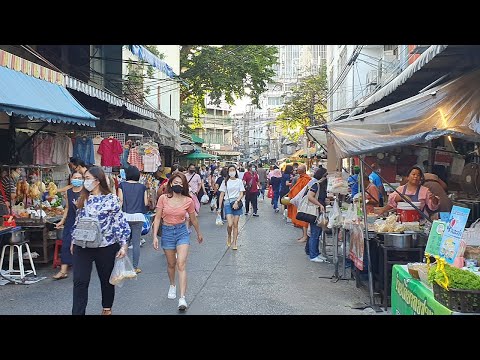 [4K] Bangkok Silom Soi 20 Market Walk | Thai Street Food Breakfast