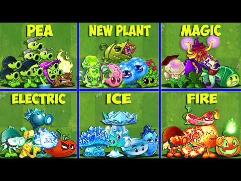 PVZ 2 - 6 Team PEA x NEW x MAGIC x ICE x FIRE x ELECTRIC Battlez - Who Will Win?