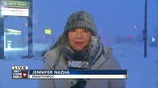 Manitowoc snowy and windy morning commute