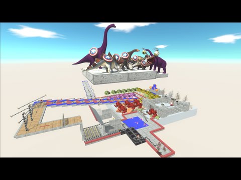 HERBIVOUS DINOSAURS ALL UNITS TRAP RUN⚡WHO CAN BE CAPTAIN AMERICA?-Animal Revolt Battle Simulator