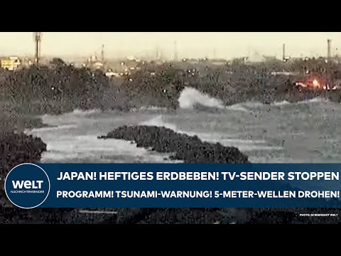 Video Thumbnail: JAPAN: Heftiges Erdbeben! TV-Sender unterbrechen Programm! Tsunami-Warnung! Fünf-Meter-Wellen drohen