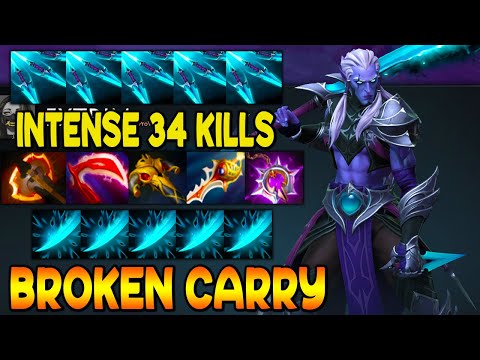 INTENSE 34 KILLS - Phantom Assassin - BROKEN CARRY - DOTA 2 GAMEPLAY