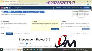 Excel 2021 In Practice - Ch 6 Independent Project 6-5|Assignment SIMnet Excel| Independent Project