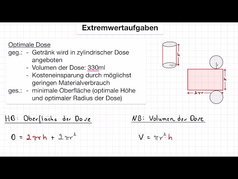 Extremwertaufgabe  Beispiel optimale Dose Zylinder minimale Oberfläche 330ml  Extremwertproblem