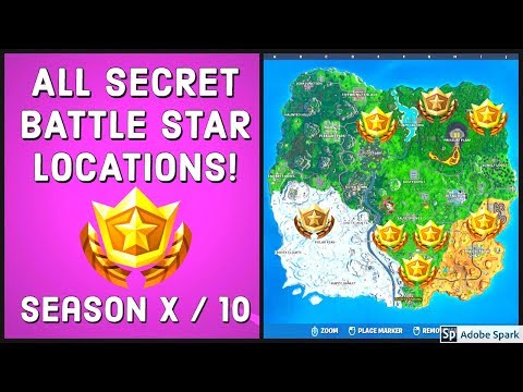 ALL SECRET BATTLE STARS Season X / 10 - Fortnite Week 1 - 8 Locations Find the Secret Battle Star