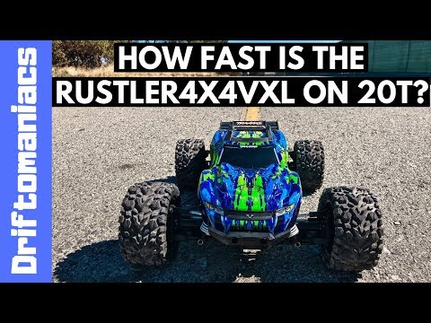 20T Pinion Traxxas Rustler 4x4 VXL Speed Run Will It Do 65mph+?
