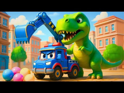 Wow! How Will Super Truck Stop the T-Rex Statue from Crashing? 🦖🚚 Cartoon for Kids