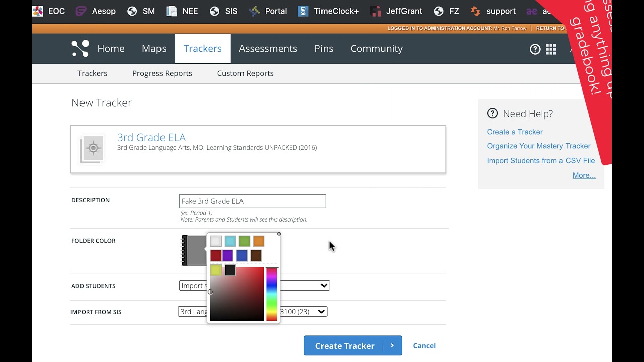 How to set up a tracker for each class in MasteryConnect