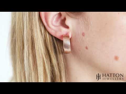 9ct Rose Gold Round Chunky Ribbed Hoop Earrings - 24mm