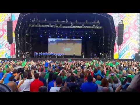 Homecoming party Northern Ireland fans welcoming Will Grigg on the stage "Will Grigg's on fire"