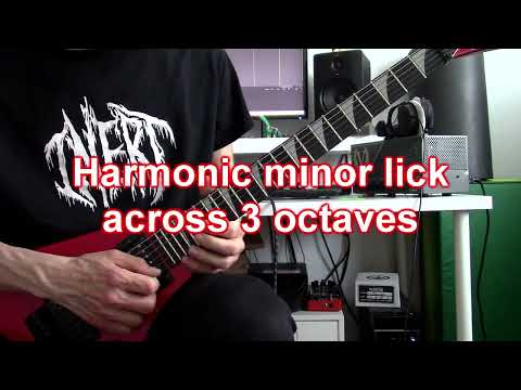 Harmonic minor lick across 3 octaves (with tabs)