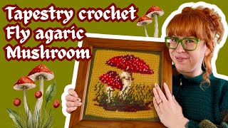 Making Mushroom crochet tapestry wall hanging