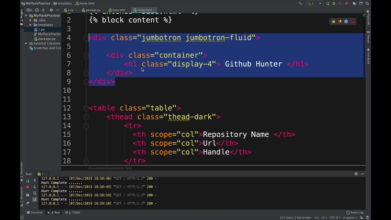 Creating Simple Flask Webapp for Displaying all Github Repo | GithubHunter Python