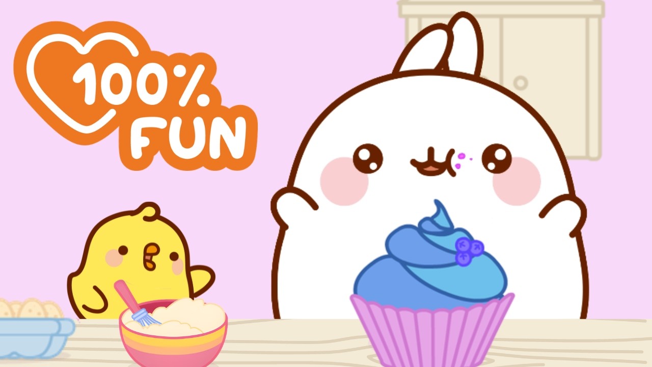 Baking the Perfect Blueberry Cupcakes 🧁💜 Molang’s Tastiest Dessert