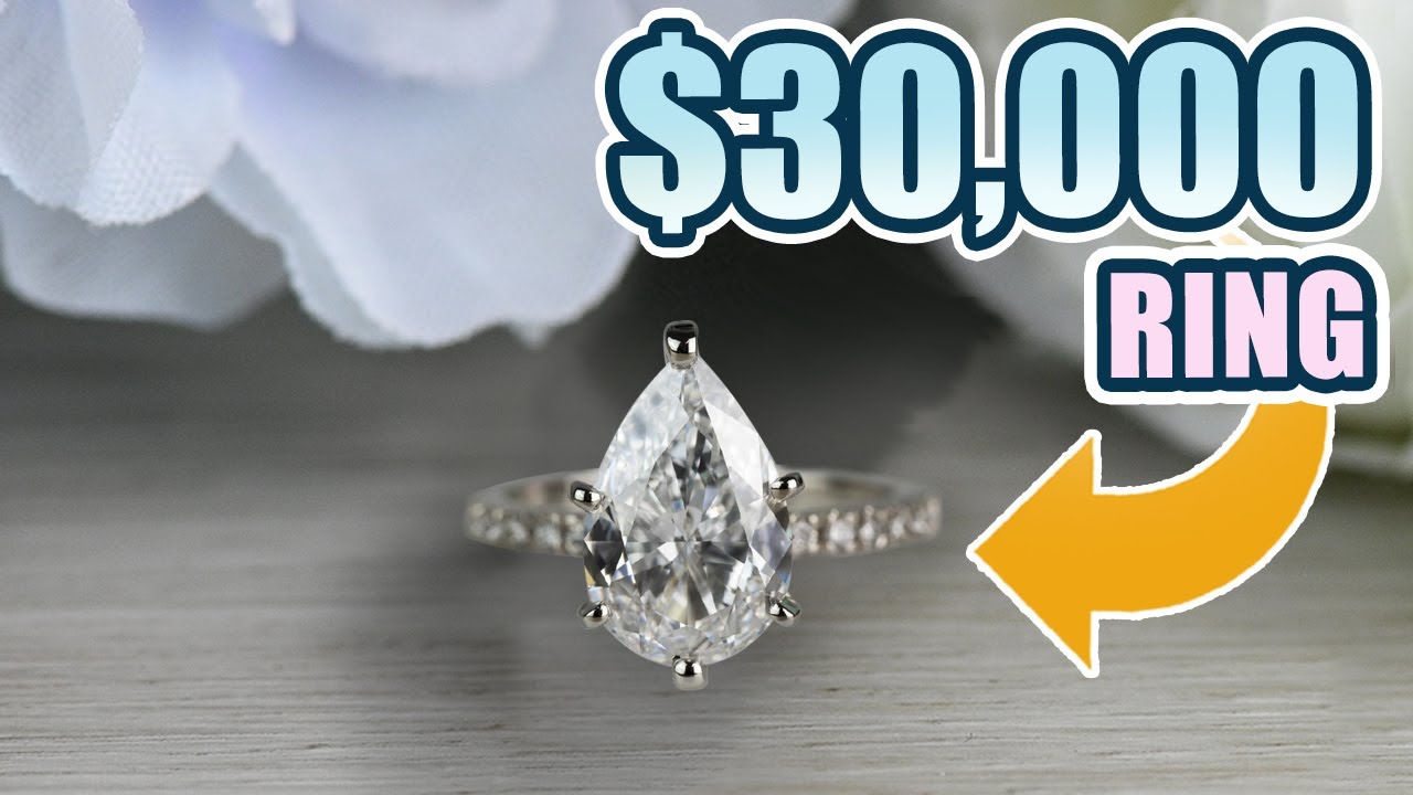 $30,000, 2.00 Carat Pear Diamond Petite Pave Diamond Engagement Ring!