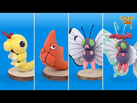 Making Shiny Caterpie family Pokémon out of clay