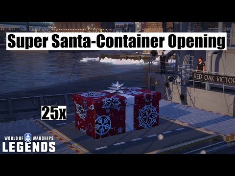 25x Super Santa-Container Opening - World of Warships Legends