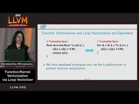 2018 LLVM Developers’ Meeting: K. Mitropoulou “VecClone Pass: Function Vectorization via LoopVec...”