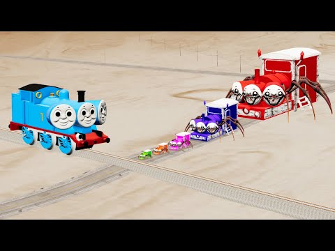 Choo Choo Charles Train Triple Head Big & Small Vs Thomas the Tank Engine Triple  - BeamNG.Drive