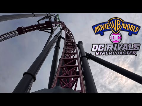 DC Rivals HyperCoaster 4K POV - Warner Bros Movie Park Australia - Back Seat Reverse POV Backwards