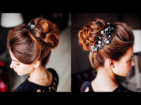 Easy hairstyle - messy bun with ponytale / long lenght updo for dark hair