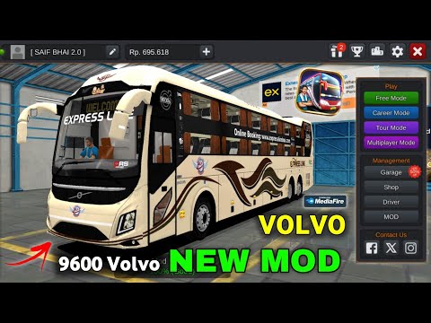 Indian Volvo Sleeper 9600 Bus Mod For Bussid in Bus Simulator Indonesia | How To Add Bus Mod 2025