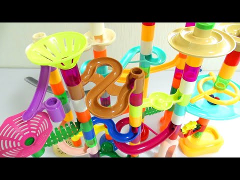 Marble Run ASMR ☆ Colorful Marble Race　22 piece winding course