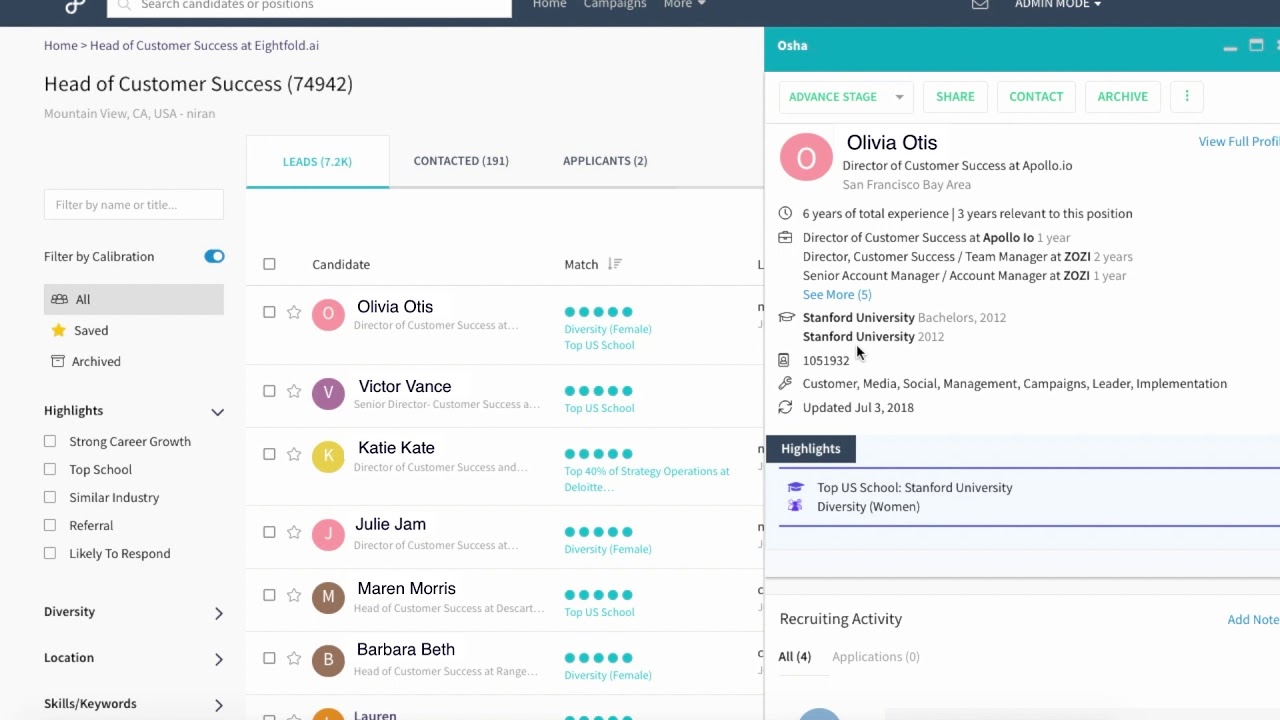 Eightfold AI recruiting platform Tutorial
