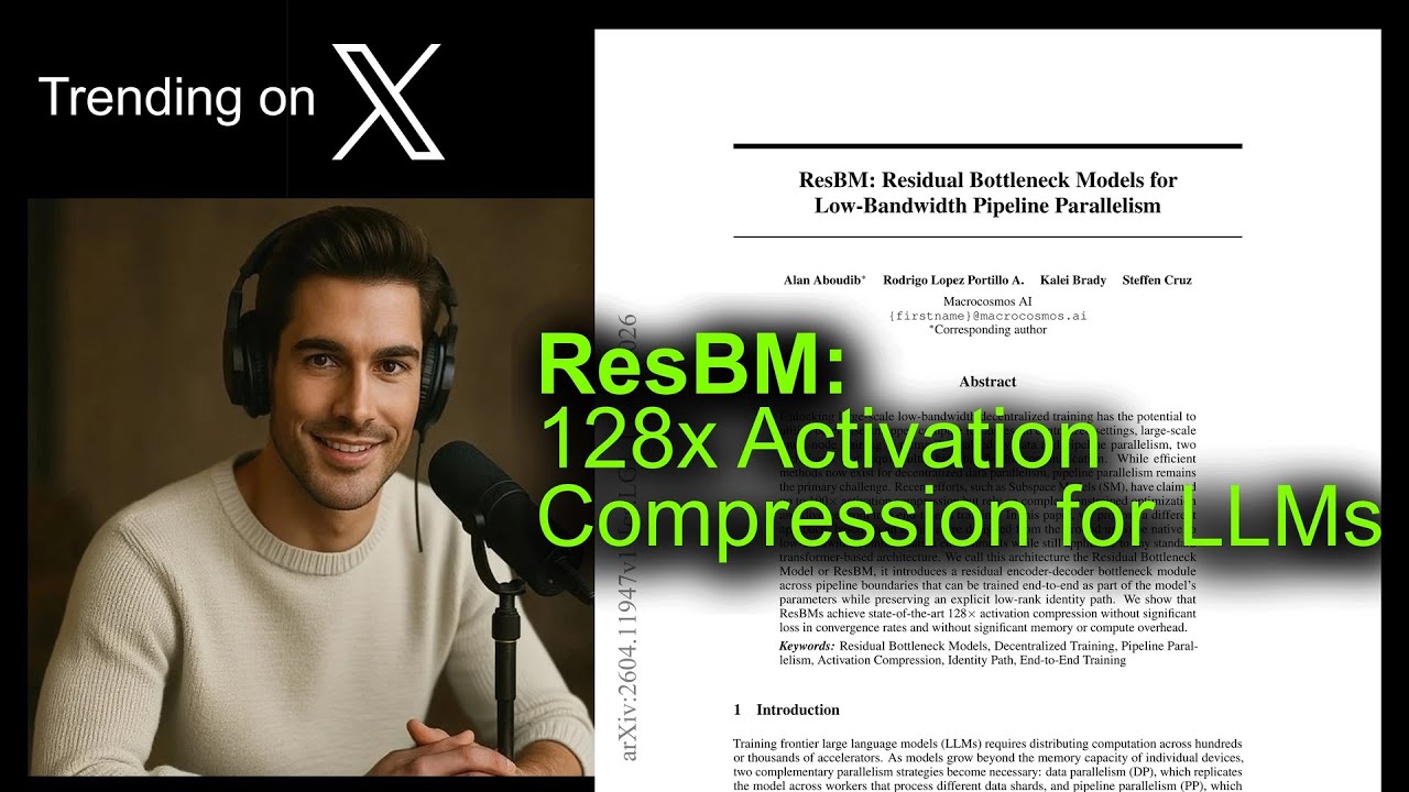 ResBM: 128x Activation Compression for LLMs