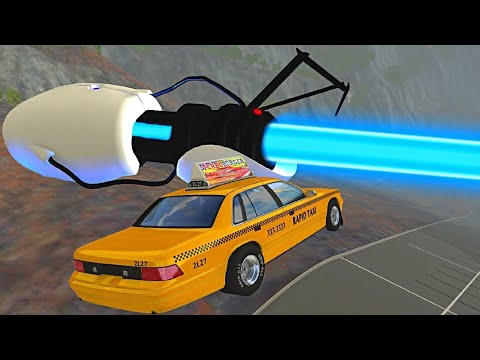 BeamNG.drive - Cars Jumping vs Giant Portal Gun (Teleporting Cars)