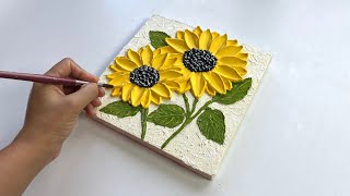 Create 3D Sunflower withTexture Paste Using palette knife Technique  | Sunflower Painting Tutorial
