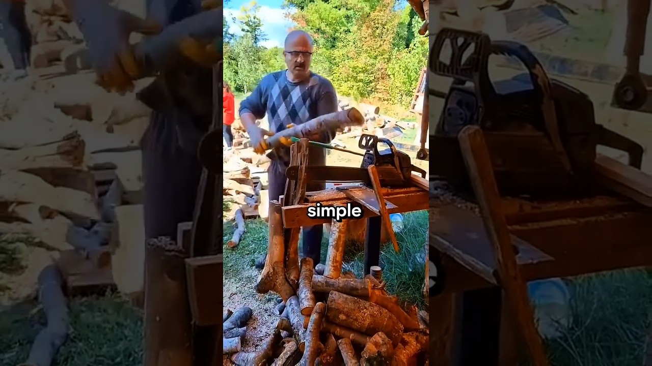 This ordinary chainsaw is converted into an automatic chainsaw #feedshorts #wood #chainsaw